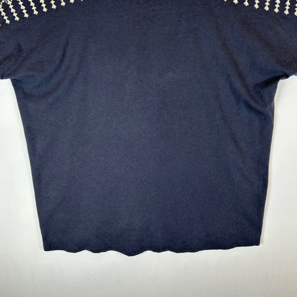 Pure Jill J Jill Embroidered V Neck Top Gray Linen Cotton Blend Women's L - Picture 12 of 12